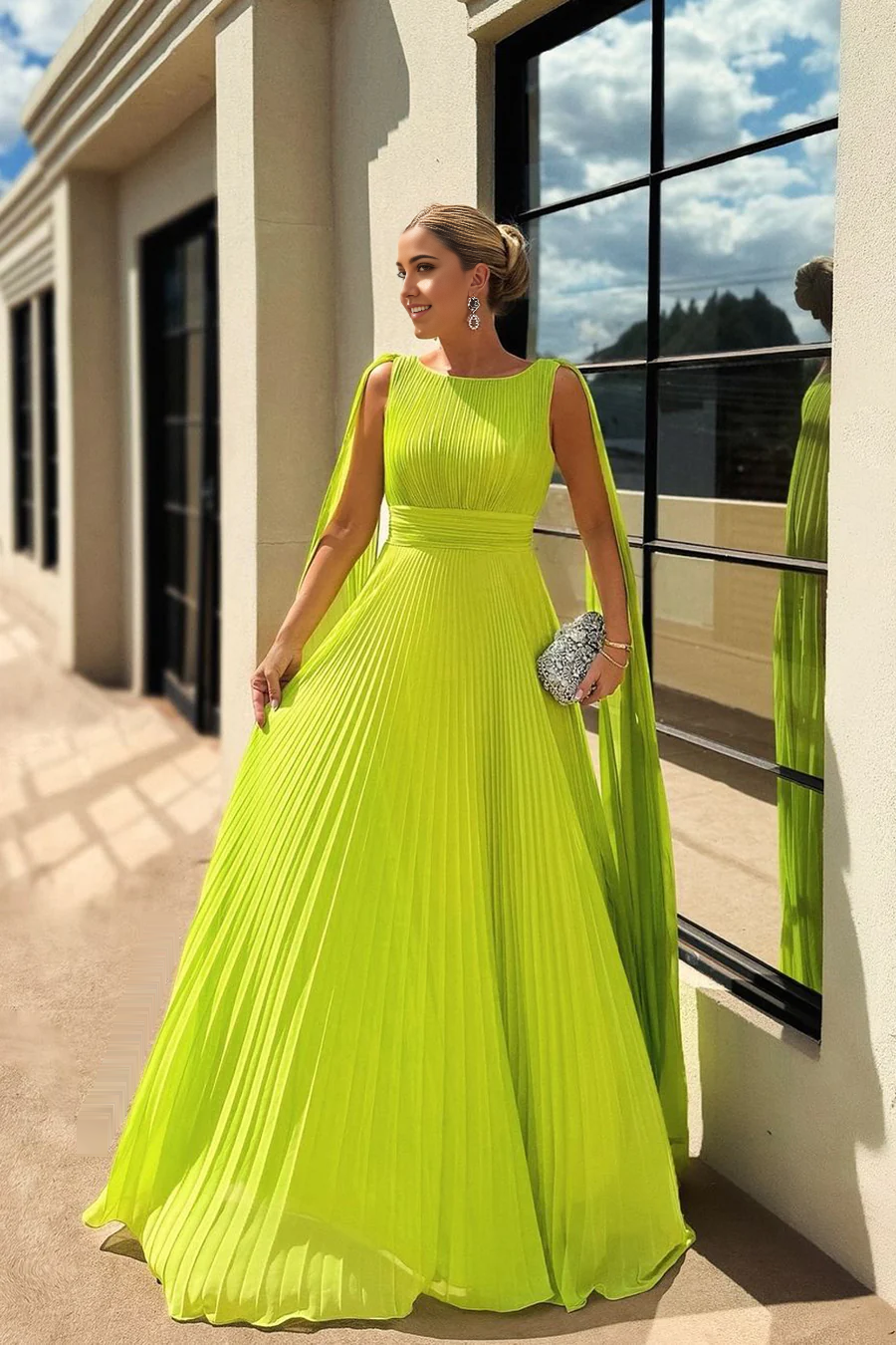 A Line Chiffon Boat Neck Long Prom Dresses formal dresses Evening Dresses